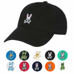 Psycho Bunny Men's Cotton Embroidered Strapback Sports Baseball Cap Hat