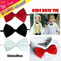 Wholesale (Lot 50 Piece) Students Children Bow Tie Solid Accessories Neckwear