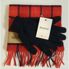 NWT! BARBOUR LAMBSWOOL TARTAN SCARF AND GLOVES GIFT SET!