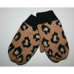 New Gymboree Girls 2T 3T Right Meow Kitty Cat Leopard Animal Print Mittens soft