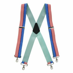 New CTM Men's Big & Tall Stars and Stripes Suspenders with Metal Swivel Hook