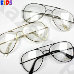 Children Kids Boys Girls Pilot Clear Lens Glasses UV400 Protected