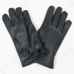 German Army Lined Leather Gloves - Winter Lined Military Combat Black Mens New