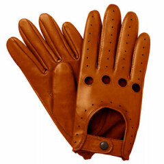 NEW MEN'S CHAUFFEUR REAL LAMBSKIN SHEEP NAPPA LEATHER DRIVING GLOVES - TAN