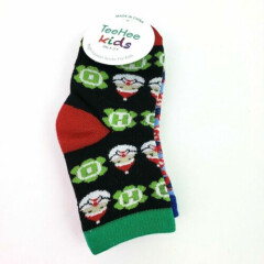 TeeHee Kids Size 3-5 Years Cotton Fun Santa Christmas Holiday Crew Socks 3 Pack