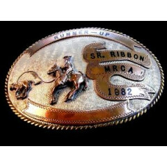 1982 MidSouth Youth Rodeo Cowboys Association Calf Roping Sr. Ribbon Rodeo Belt 