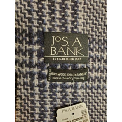 Brand New With Tag Jos. A. Bank Plaid Wool & Cashmere Scarf Navy Blue !!!