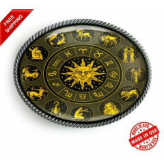Zodiac Wheel Belt Buckle - Astrology Sun Handmade Buckle - 40