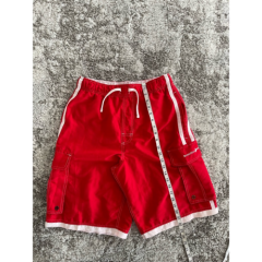 Beverly Hills Polo Club Mens Trunk Swim Shorts Red White Pockets Mesh Lined M