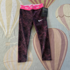 Nike Girls Black and Pink Print Leggings 4 Years New