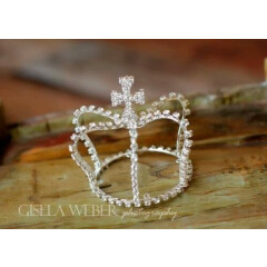 Newborn Infant Baby Silver Clear Rhinestone Tall Crown Photography Photo Prop 