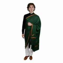 Men's Kashmiri Hand Embroidered Pure Wool Shawl Color Green