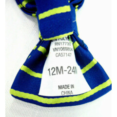 TODDLER BOW TIE 12-24 M BLUE YELLOW CHARTREUSE STRIPE ADJUSTABLE