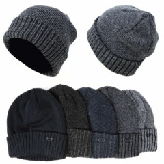 Unisex Thick Fashion Beanie Knit Ski Cap Skull Hat Fur Warm Solid Heavy Duty