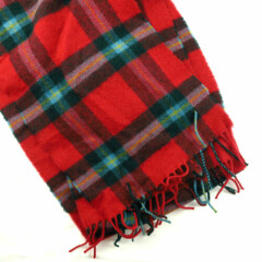 Super Soft Red Tartan Plaid Lambs Wool Scarf Johnstons of Elgin Made in Scotland