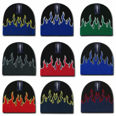 Decky Fire Flame Beanies Caps Hats Short Warm Winter Youth Boys Girls Kids Size