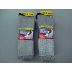 NWT Men's Wool Works 68% Merino Wool Socks 4 Pair Size 10-13 Grey/Navy #1012A