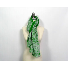 Fuuxxi Green & White Bandana Print Cotton Double Sided Scarf MSRP $100