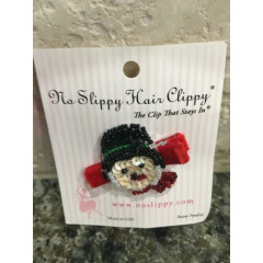 No Slippy Hair Clippy NEW beaded snowman NEW GIRL clip barrette made USA
