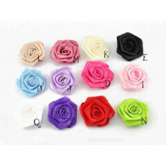 120P Satin Ribbon Rose Artificial Fabric Flowers For Headbands Hair Accessories 