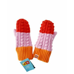 NWT Toddler Color Block Knit Mittens LEGO Collection x Target Red/Pink/Orange 