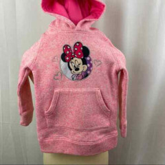 Disney Minnie Mouse Marled Pink Knit Hoodie Sweater Silver Embroidered Hearts 6