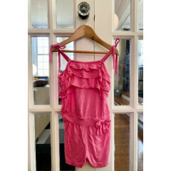 EUC Girl's JANIE & JACK Resort Collection Pink Ruffle Romper sz 6 Swimsuit Cover