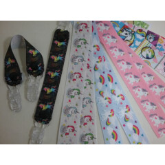 MITTEN CLIPS x 1pr unicorn ribbon girls boys kids glove holders savers gift idea