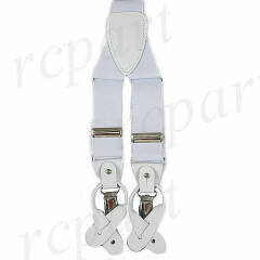 New Y back Men's Vesuvio Napoli Suspenders Braces clip on formal party White