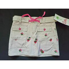 Lilly Pulitzer Girls Khaki Strawberry Embroidered Skort Shorts Size 6 NWT