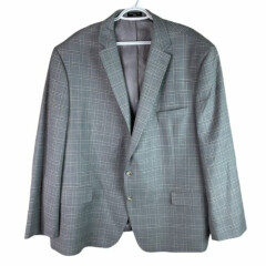 Shaquille O'neal XLG Windowpane Check Blazer Jacket Sport Coat Mens 52R Gray 