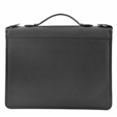 Black Leather A4 Ring Binder Folio Office Bag File Folder Meetings Zip Organiser