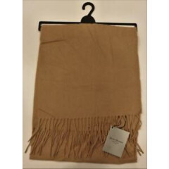 HICKEY FREEMAN 100% CASHMERE SCARF Camel Tan FRINGED Super Soft NWT MSRP $150