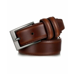 Mio Marino Men's Size 34 Classy Single Prong Buckle Leather Belt Brown NEW $45