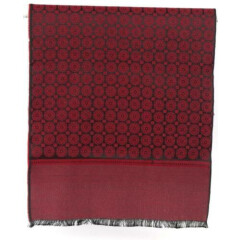 Men's Elegant Scarf Red & Black Patterned Silky Fabric Scarf 46" x 12"
