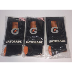 3 Pair NEW GATORADE Brand Black & Orange Athletic Sports Socks 
