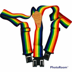 Perry Vintage Rainbow Belt Suspenders Wide Band USA Mork LGBTQ Gay Pride Clown