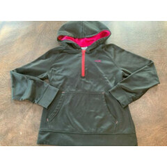 Girl's Size L 10-12 C9 CHAMPION Sweatshirt Jacket Hooded 1/4 Zip Black