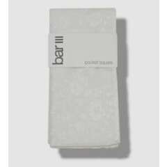 $35 Bar III Mens White Floral Handkerchief Silk Blend Pocket Square 12.5 X 12.5