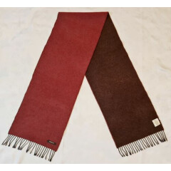 SCARF VINTAGE AUTHENTIC GEOX SOLID TWO COLORED BROWN BRICK WOOL LONG MENS FRINGE