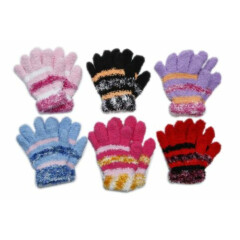 Toddler Toasty Soft And Warm Fuzzy Winter Gloves 6 Pairs