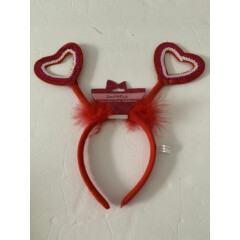 NWT Red Pink Sequin Heart Headband Valentines Love