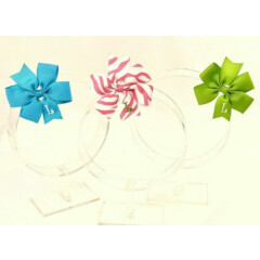 3 Personalized Hair Bow Lot, 2.75" Girls Monogram Turquoise, Green, Initial L