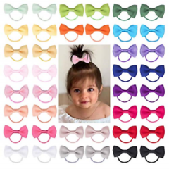 Baby Hair Ties with Bows for Toddler - 2 Inch Elastic Ponytail Holders Small For