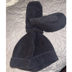 2-piece Set FADED GLORY Girls or Boys Black Microfiber Fleece Hat & Mittens NEW