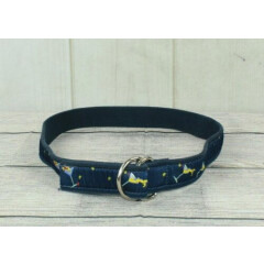 The Belted Cow Men's Blue Cocktail Printed Canvas Buckle Belt Size 38