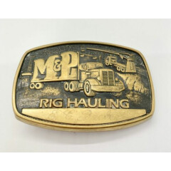 M&P Big Rig Hauling Truck Trucker Belt Buckle Brass Vintage USA MADE