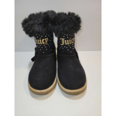 Juicy Couture Black w/Gold Fur Lined Booties, sz 10M girls