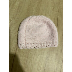 Pale Pink Woolen Knitted Hat Up To One Month 