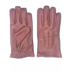 Men's Cognac GENUINE SHEEPSKIN soft leather winter gloves w/ fleece lining 